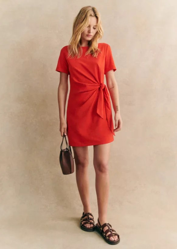 Pippa short dress in coral from Szane 