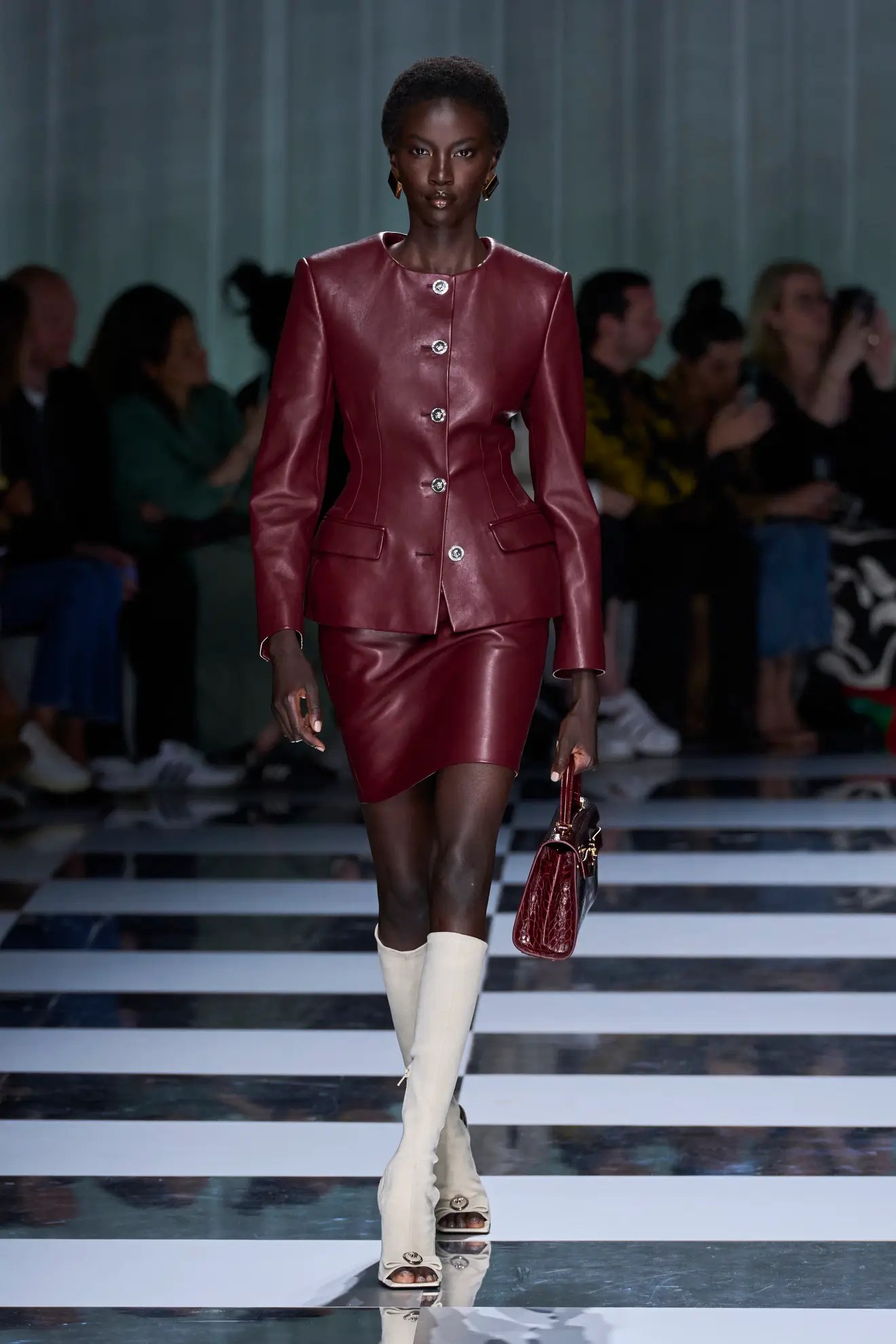Versace leather look outfit ss24 runway