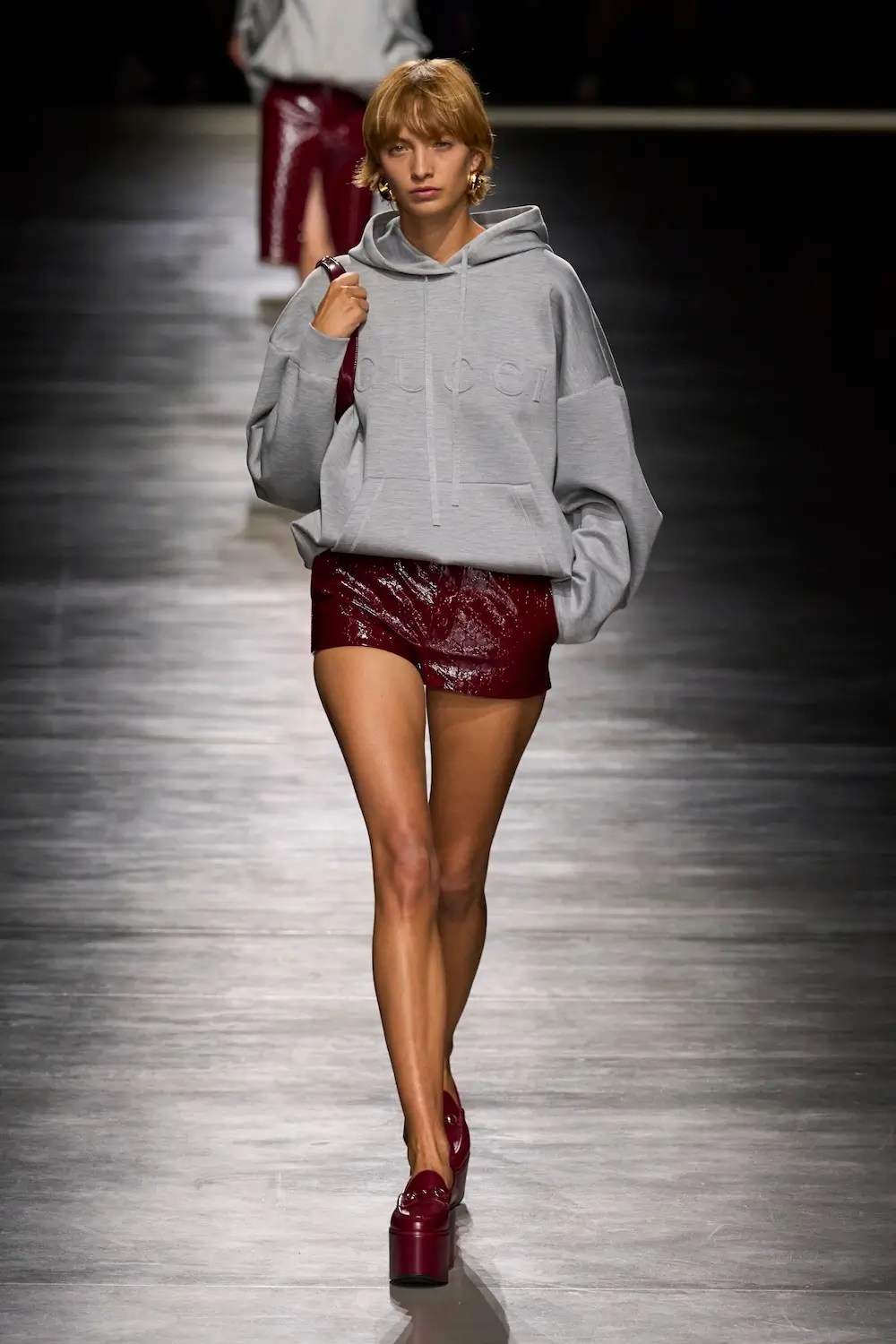 Model wears short shorts on Gucci SS24 runway