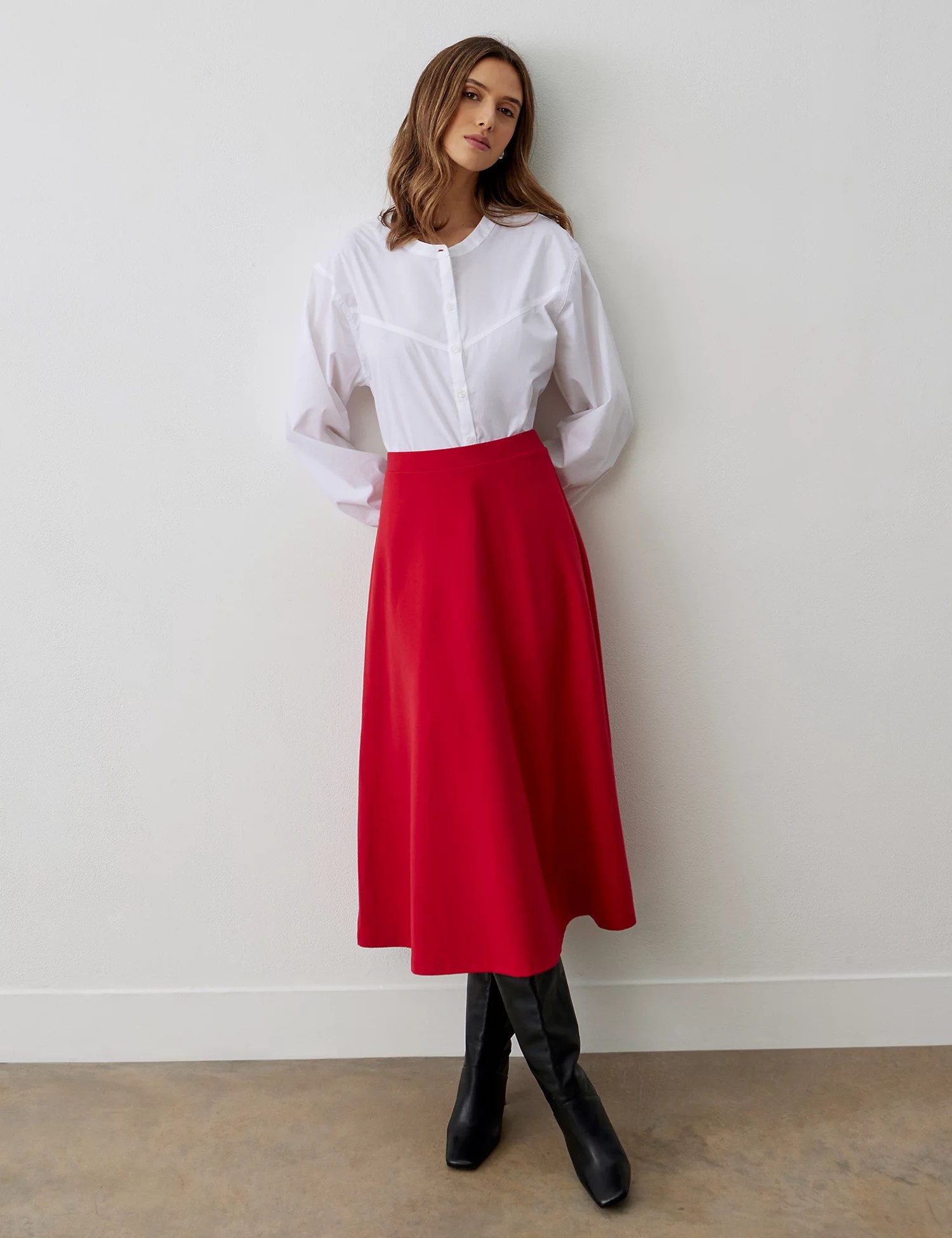 FINERY LONDON
Jersey Midi A-Line Skirt