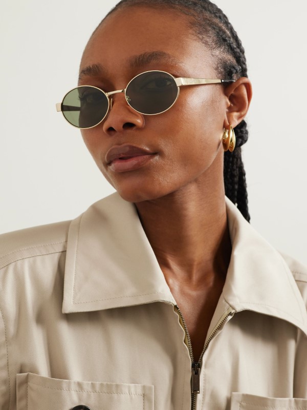 Saint Laurent oval-frame gold-tone sunglasses from Net-A-Porter