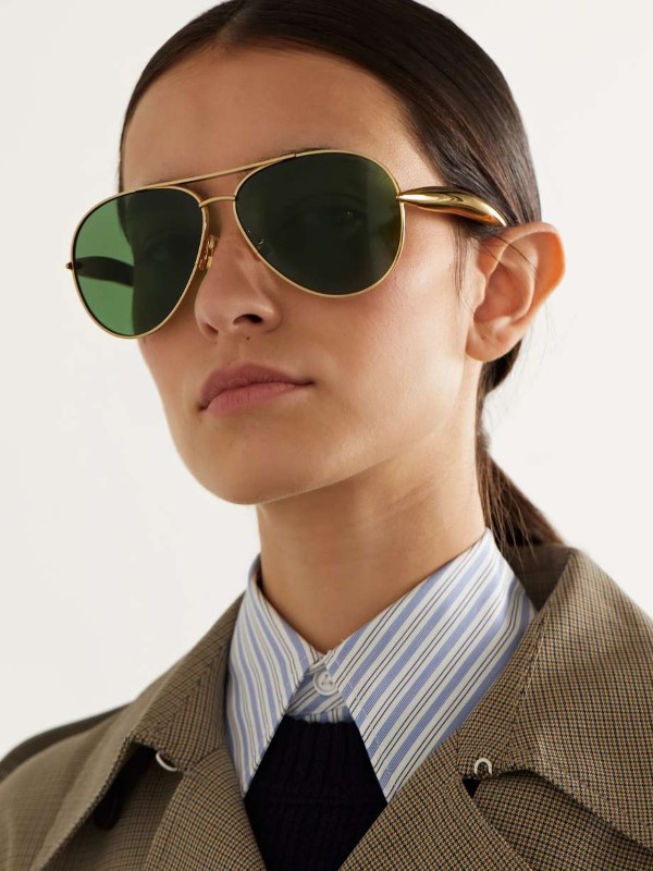 Bottega Veneta Sardine aviator-style gold-tone sunglasses from Net-A-Porter
