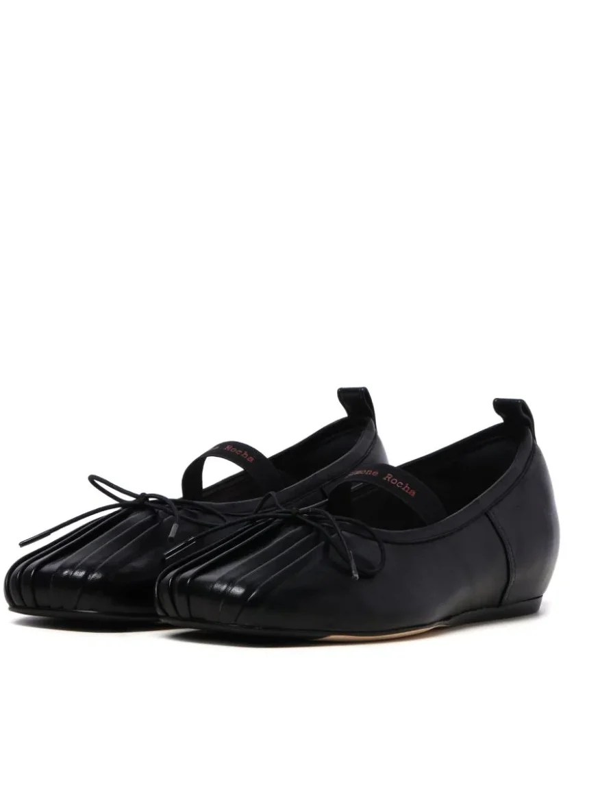 Logo-strap leather ballerina shoes, £595, Simone Rocha