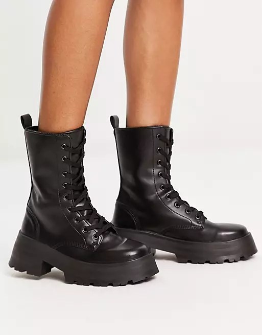 Albany chunky lace up boots in black from ASOS  