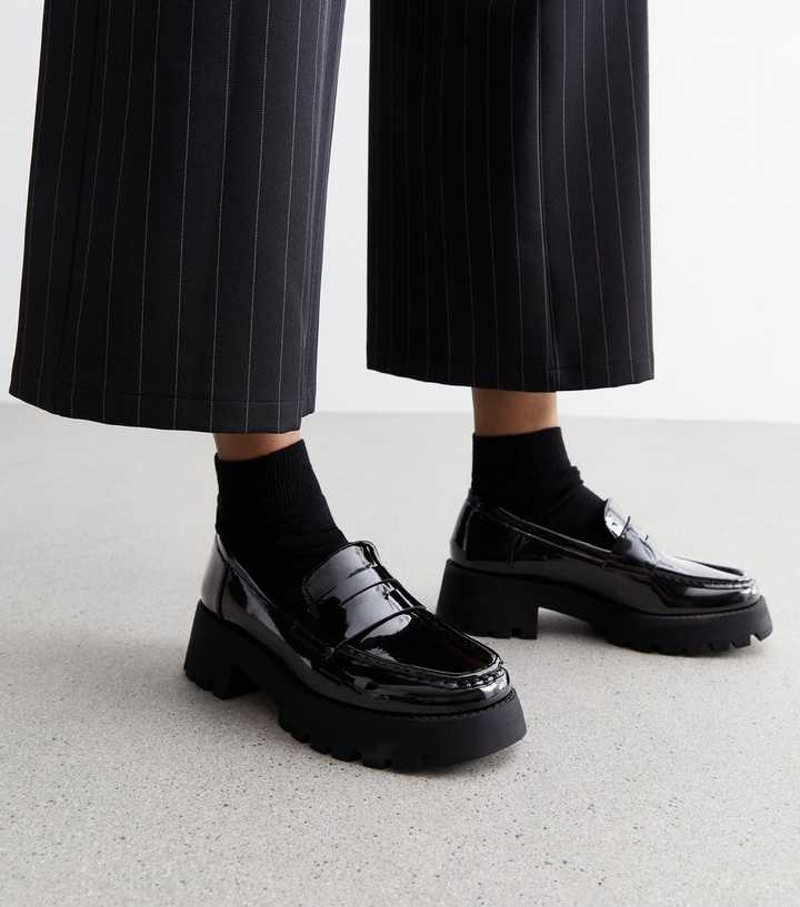 Black Patent Chunky Loafers, £35.99, New Look