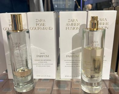 Zara amber fusion and Zara rose gourmand perfume bottles